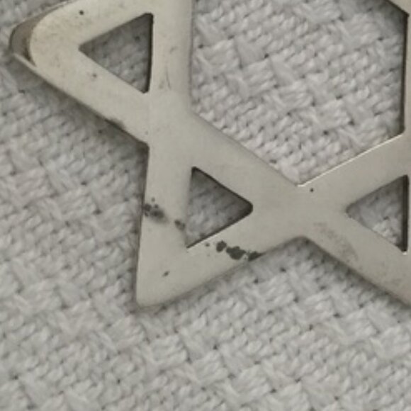 Star of David Judaica Pendant Silvertone Vintage - Picture 3 of 4